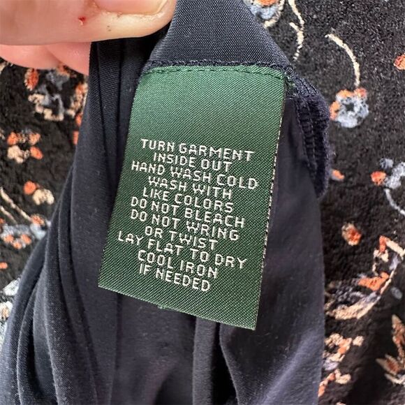 Lauren Jeans Co Floral Ruffle Hem Fit & Flare Dress Black Boho Cottagecore 8 - Picture 5 of 16